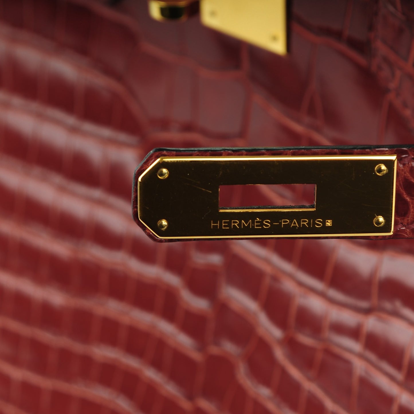 Shiny Porosus Crocodile Horseshoe Birkin 35 Rouge H Graphite