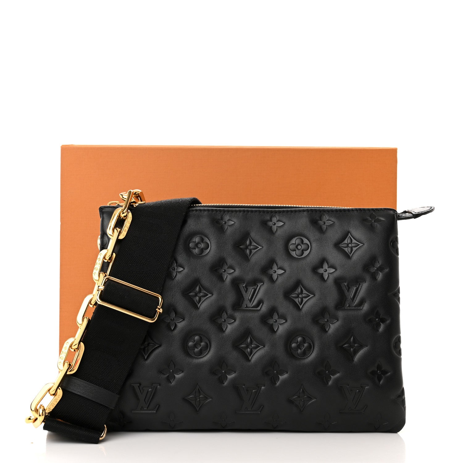 Louis Vuitton Lambskin Embossed Monogram Coussin PM Black 10 of 10