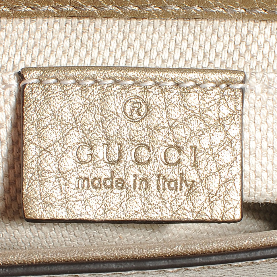 Metallic Pebbled Calfskin Small Soho Flap Crossbody Golden Beige