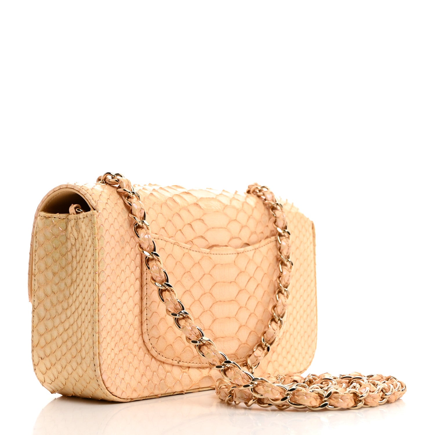 Chanel Iridescent Snakeskin Mini Rectangular Flap Beige 2 of 10