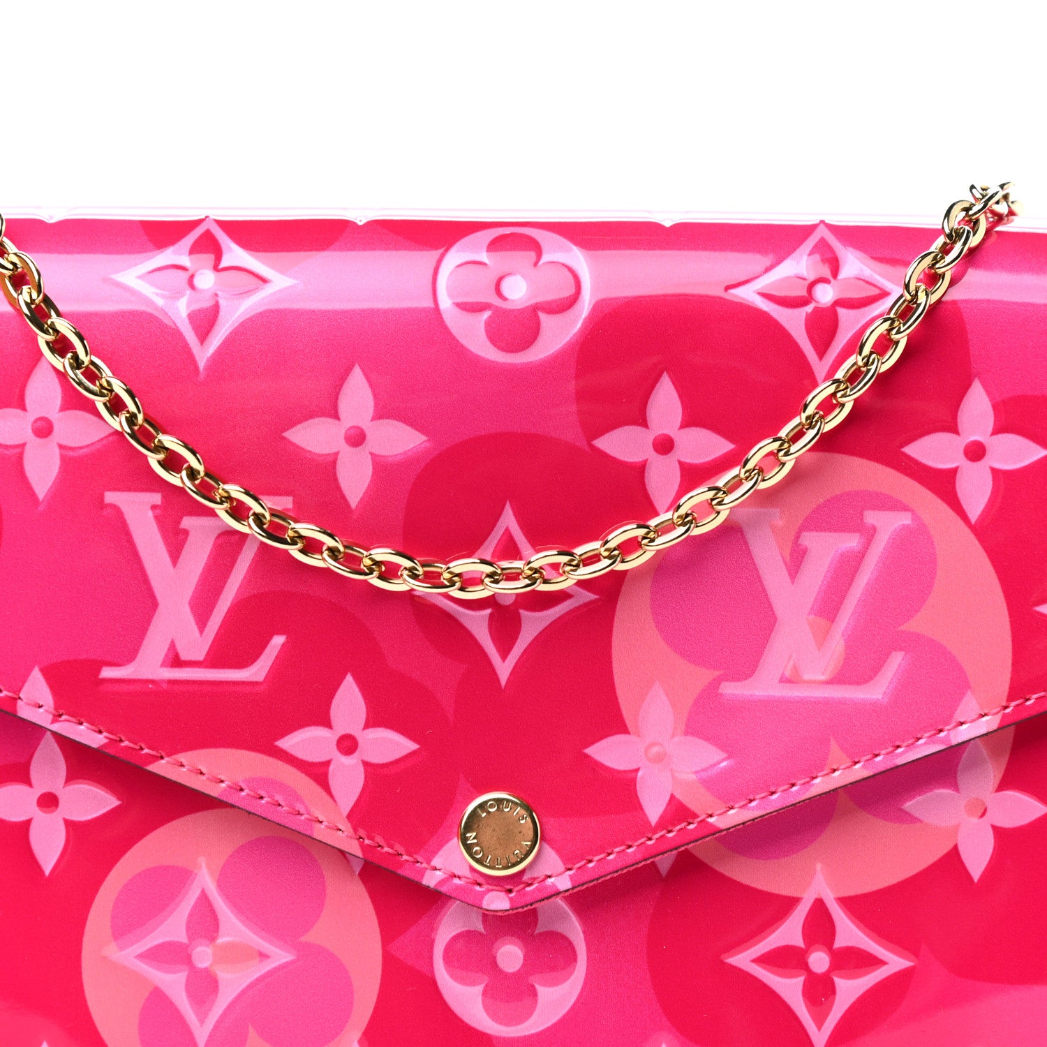 Louis Vuitton Vernis Valentine Pochette Felicie Chain Wallet Fuchsia 10 of 11