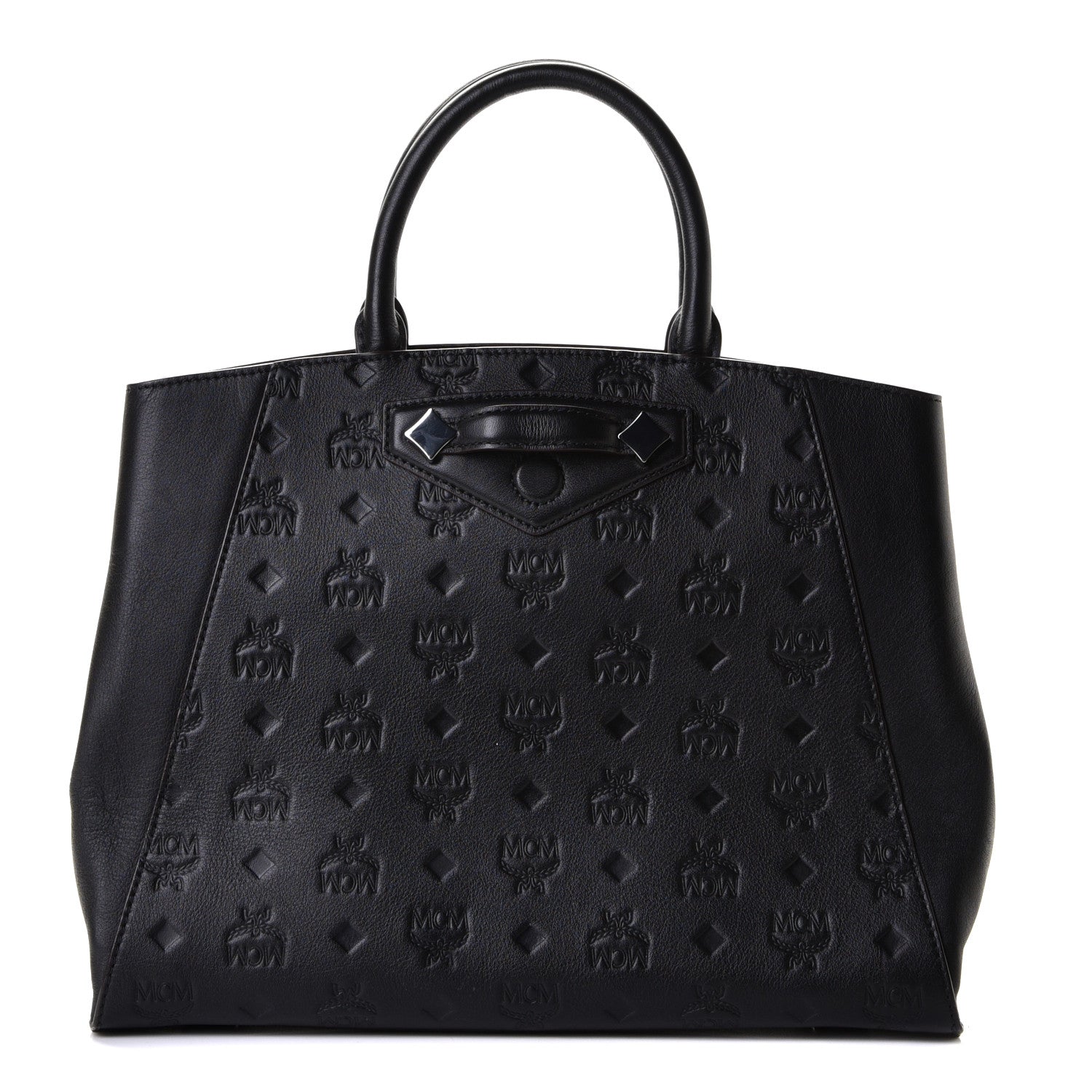 MCM Calfskin Ottomar Monogram Medium Essential Tote Black 1 of 5