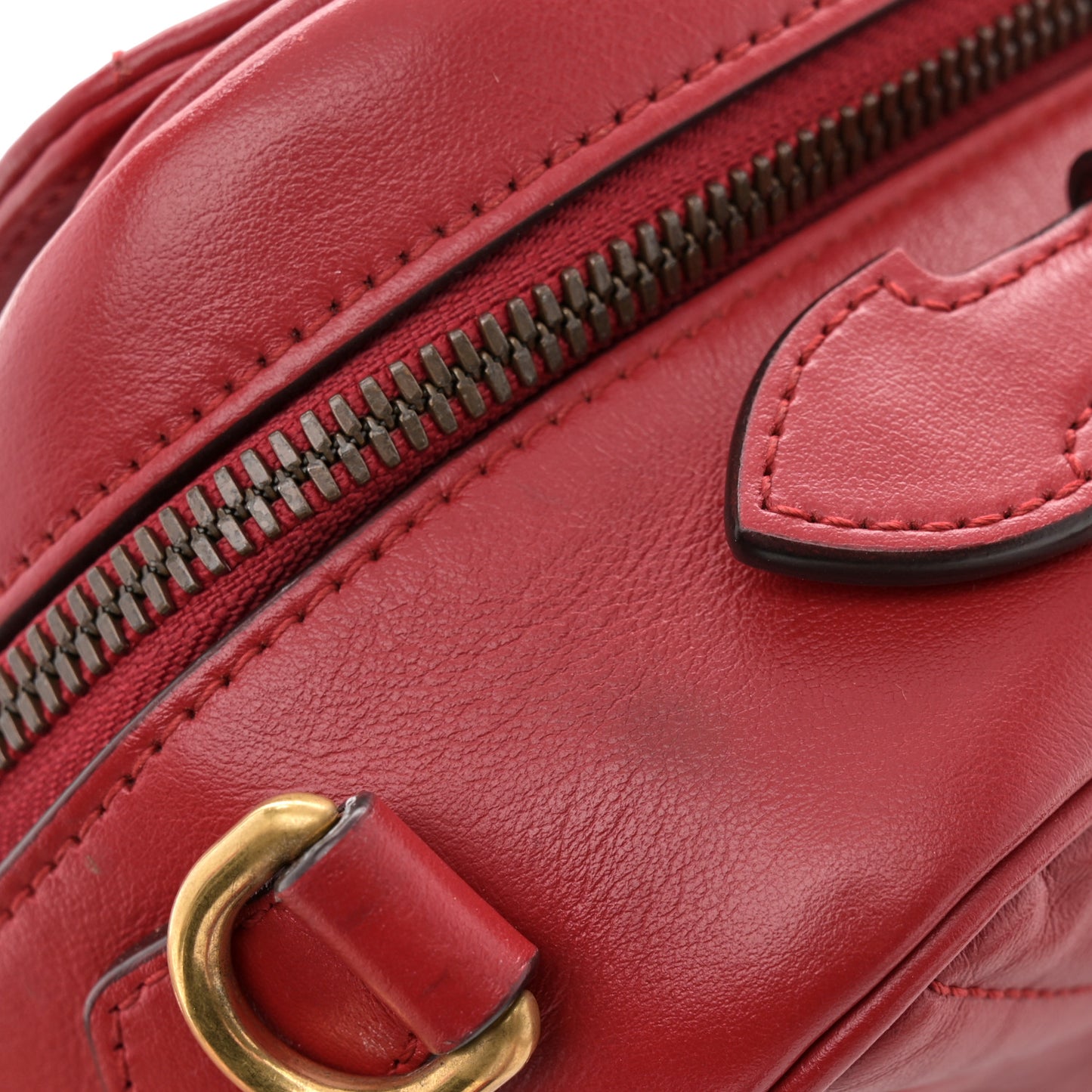 Calfskin Matelasse Sylvie Web Small GG Marmont Top Handle Shoulder Bag Hibiscus Red