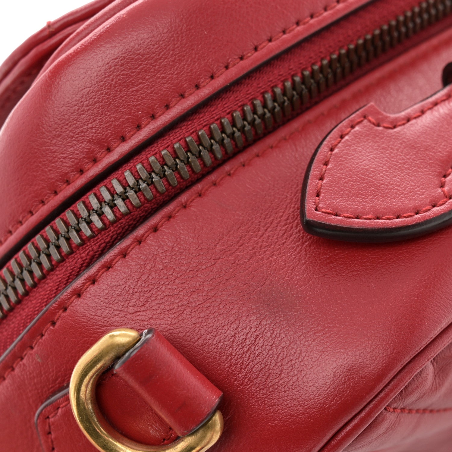 Gucci Calfskin Matelasse Sylvie Web Small GG Marmont Top Handle Shoulder Bag Hibiscus Red 11 of 11
