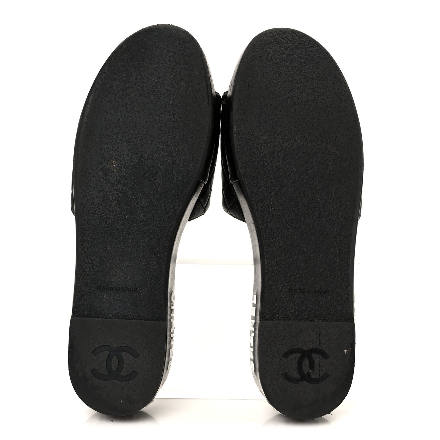 Lambskin Quilted CC Espadrille Slip On Sandals 41 Black