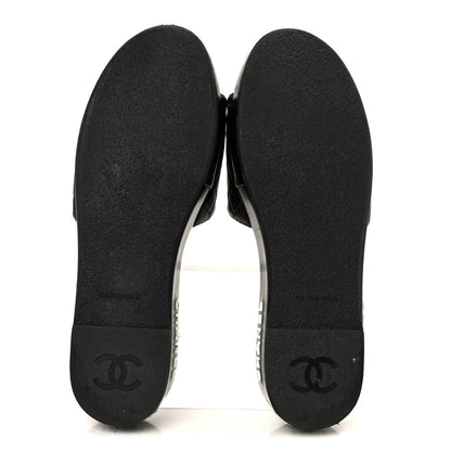 Chanel Lambskin Quilted CC Espadrille Slip On Sandals 41 Black 6 of 11