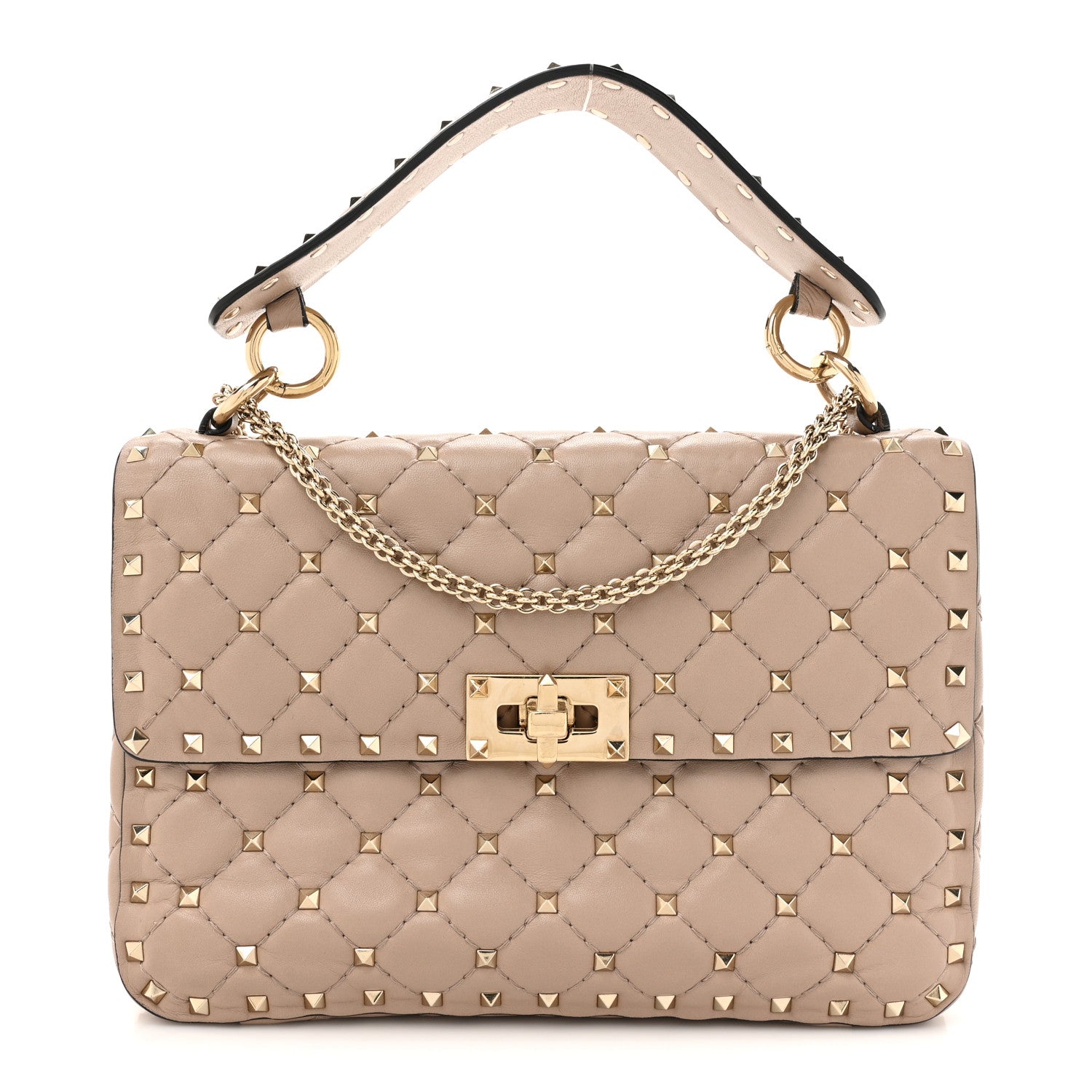 Valentino Garavani Nappa Medium Rockstud Spike Shoulder Bag Poudre 1 of 12