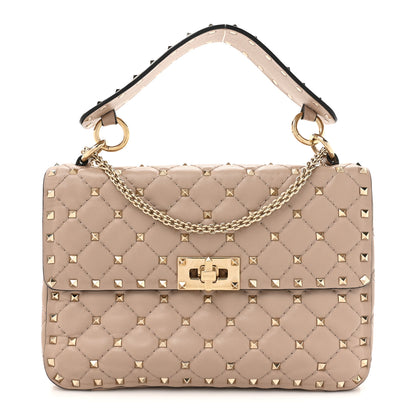 Valentino Garavani Nappa Medium Rockstud Spike Shoulder Bag Poudre 1 of 12