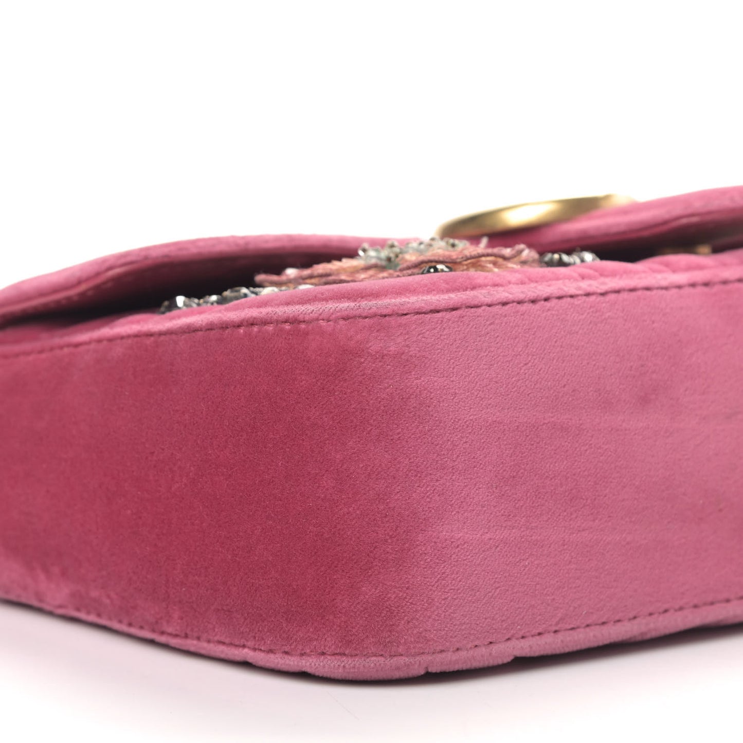 Velvet Matelasse Embroidered Mini GG Marmont Shoulder Bag Light Raspberry Rose