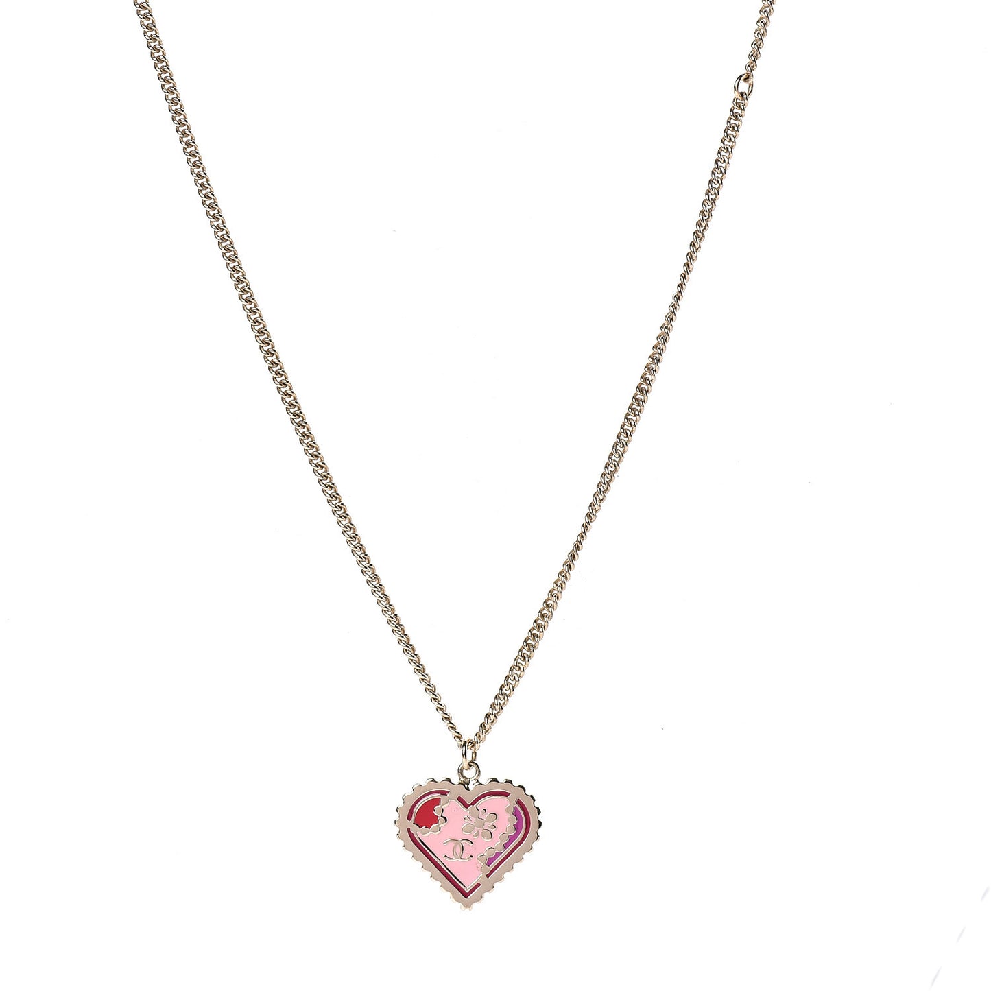 Enamel Heart CC Necklace Gold