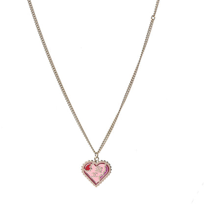 Chanel Enamel Heart CC Necklace Gold 1 of 6