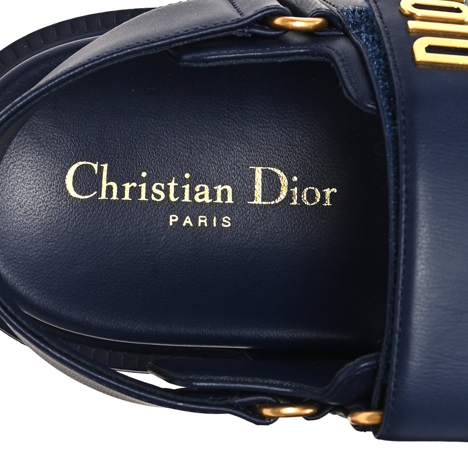 Christian Dior Lambskin Dioract 10mm Sandals 37.5 Blue 8 of 10