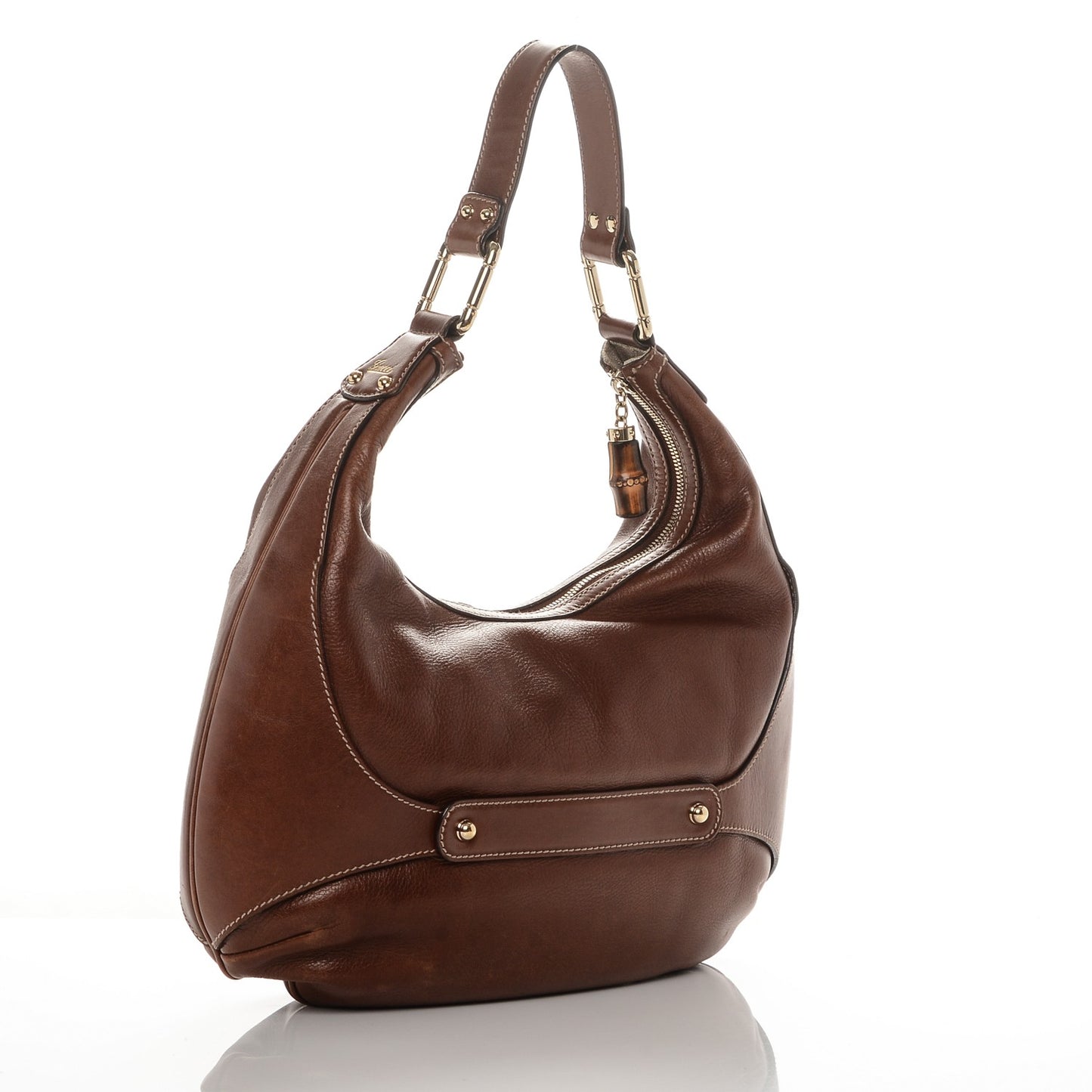 Calfskin Bamboo Horsebit Hobo Brown