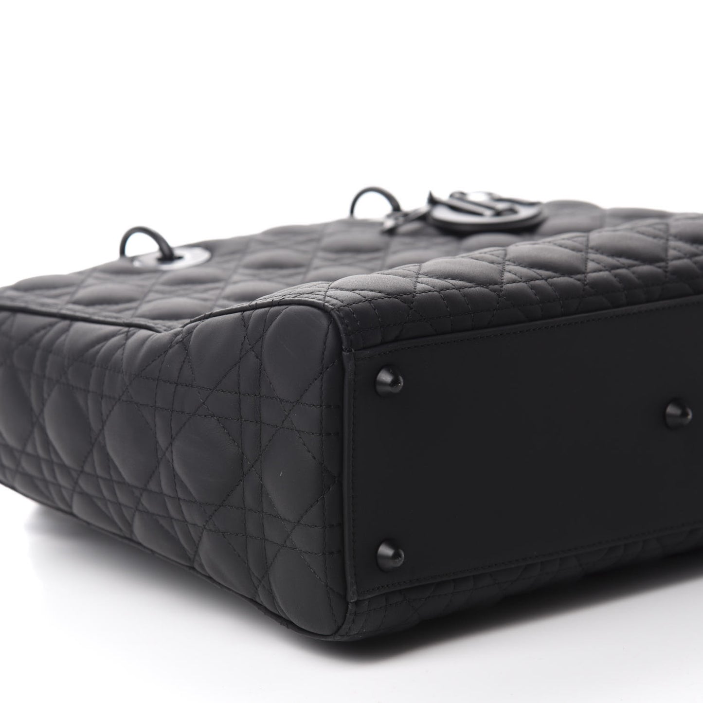 Ultra Matte Calfskin Cannage Large Lady Dior Black