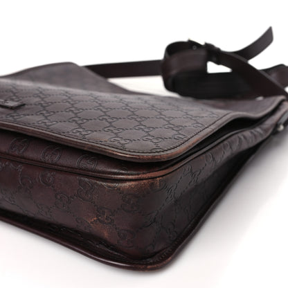 Gucci Guccissima Large Flap Messenger Bag Dark Brown 8 of 9