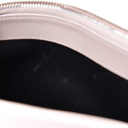 Saint Laurent Grain De Poudre Matelasse Chevron Monogram Envelope Chain Wallet Pink White 8 of 12