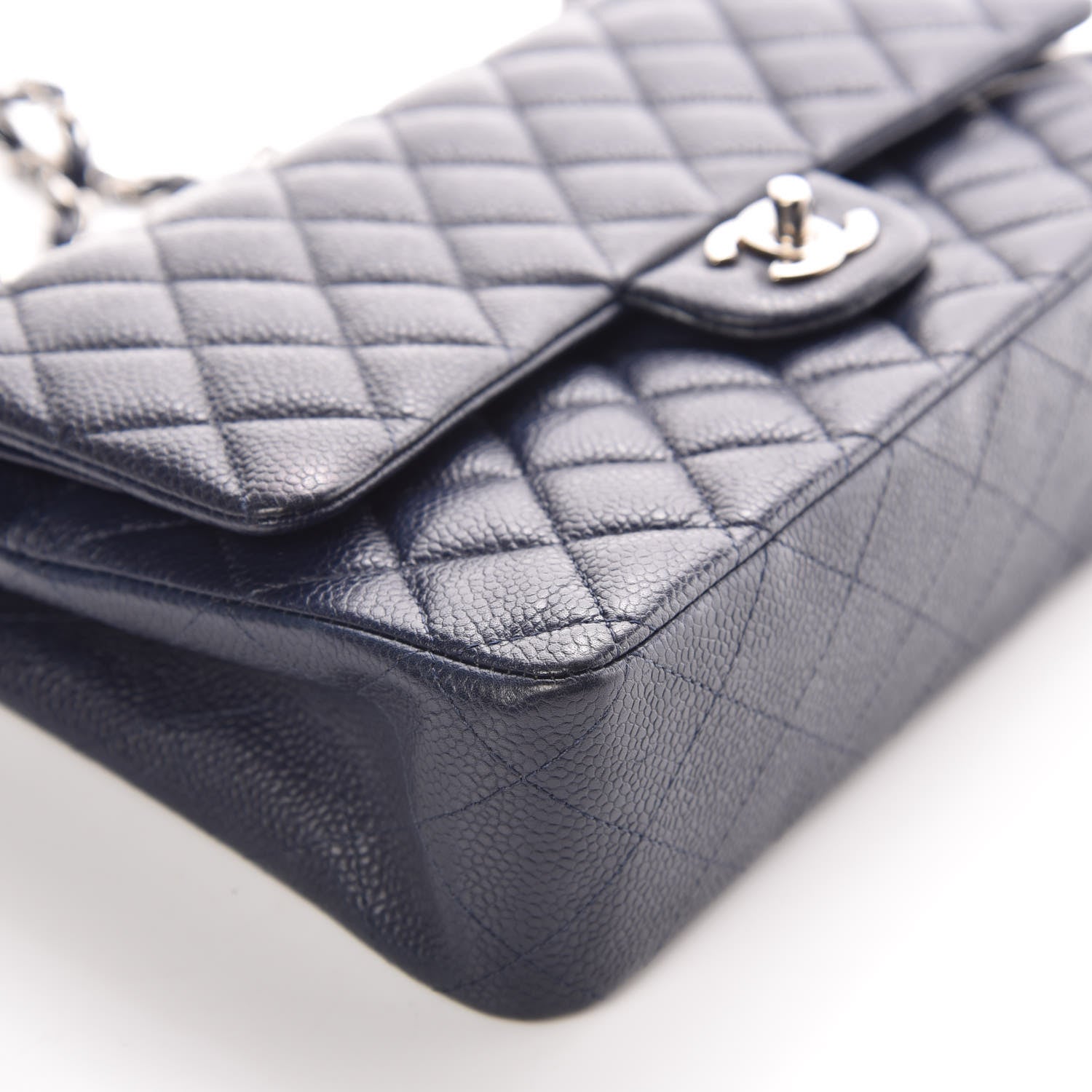 Chanel Caviar Quilted Medium Double Flap Dark Blue 11 of 12