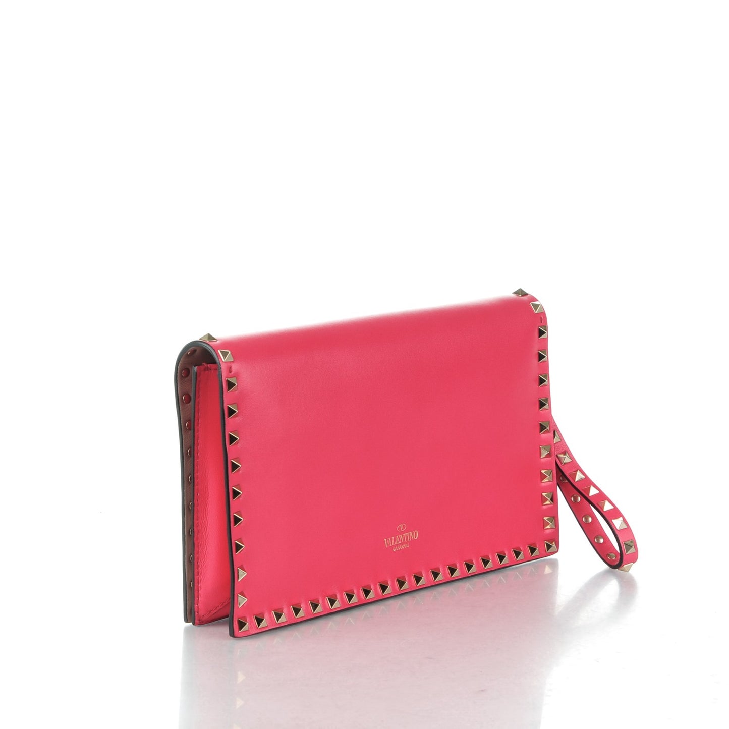 Nappa Rockstud Wristlet Clutch Deep Fuxia