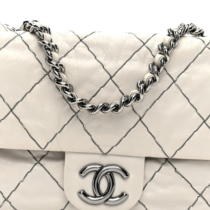 Chanel Glazed Goatskin Double Stitch Flap Ivory 8 of 10