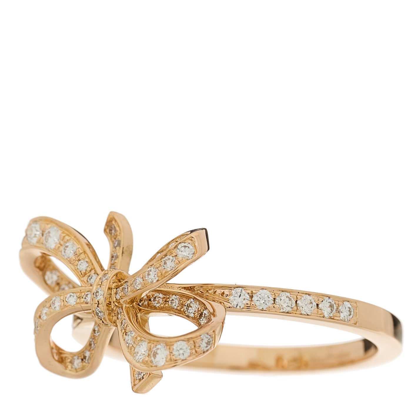 18K Rose Gold Diamond Double Bow Ring 51 5.75