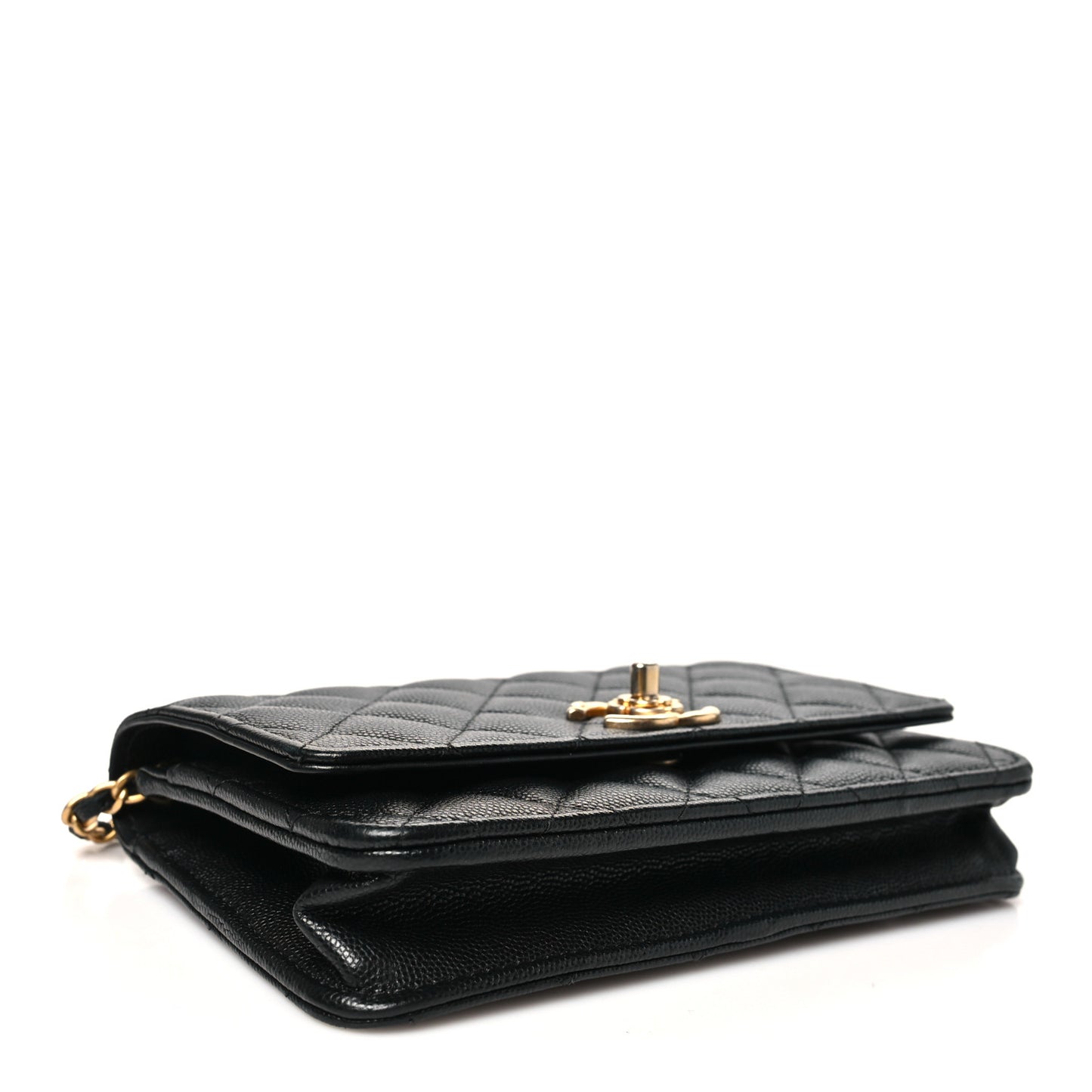 Caviar Quilted Camellia Wallet On Chain WOC Black