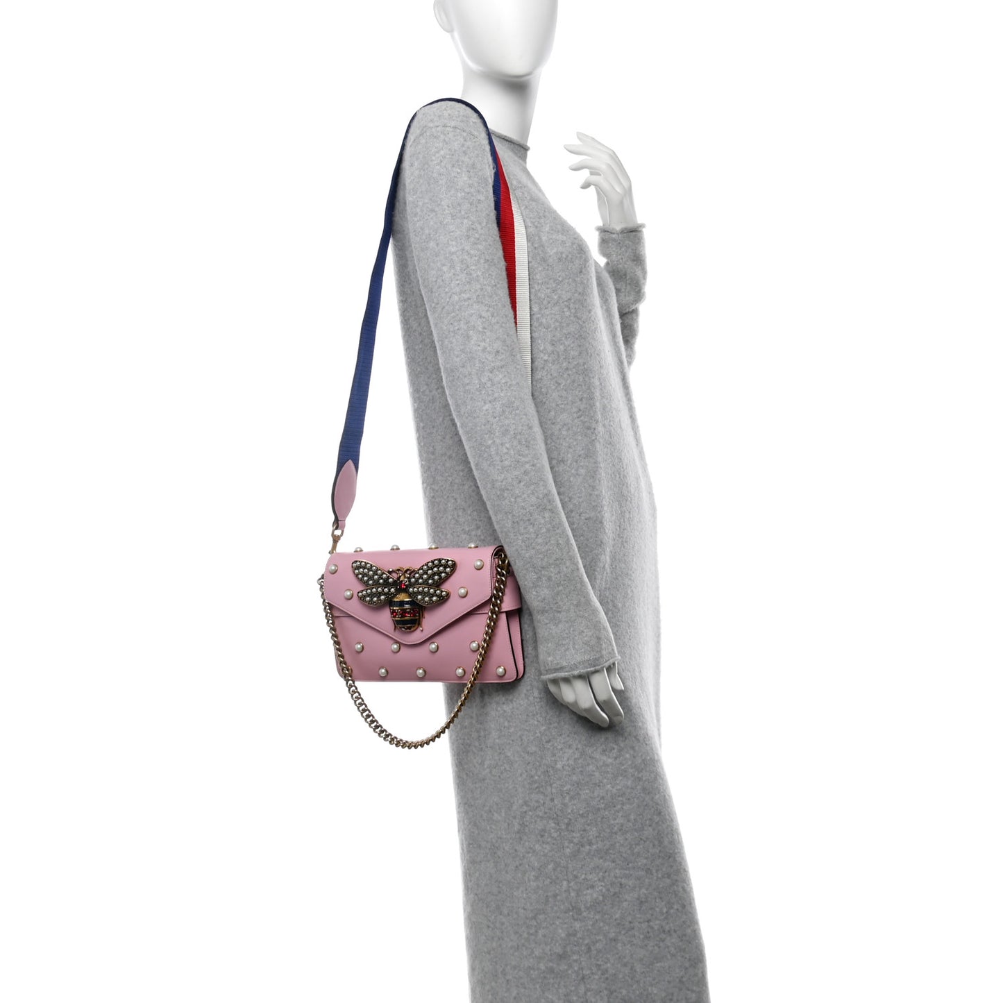 Nappa Pearl Studded Mini Queen Margaret Broadway Shoulder Bag Sugar Pink