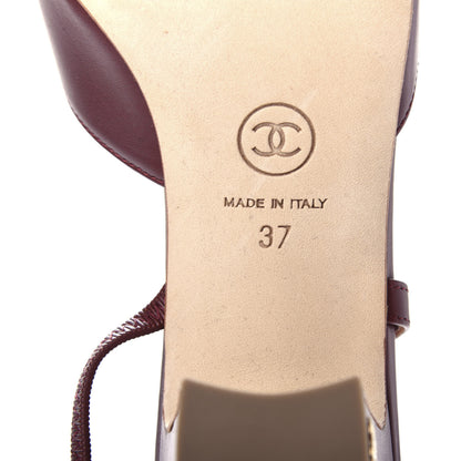 Chanel Calfskin Cap Toe CC Slingback Pumps 37 Brown 9 of 10