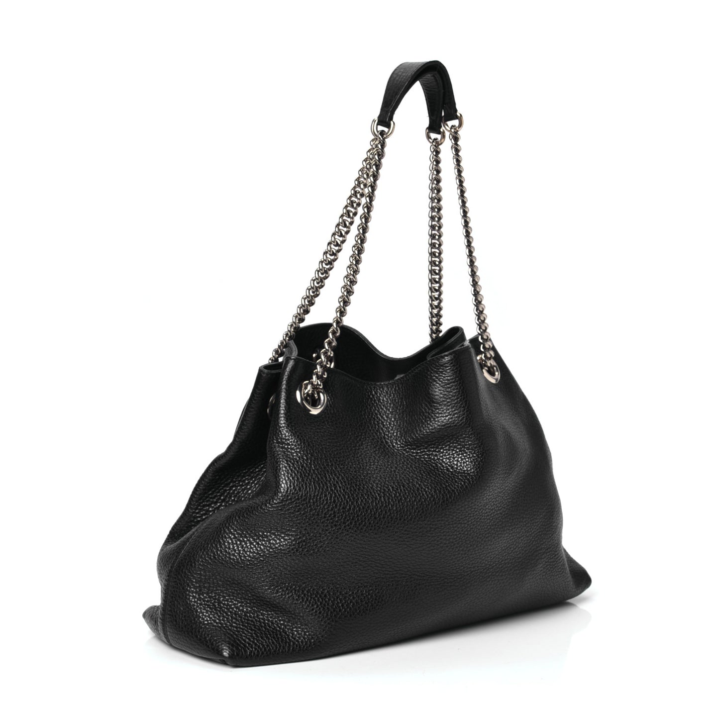 Pebbled Calfskin Medium Soho Chain Shoulder Bag Black