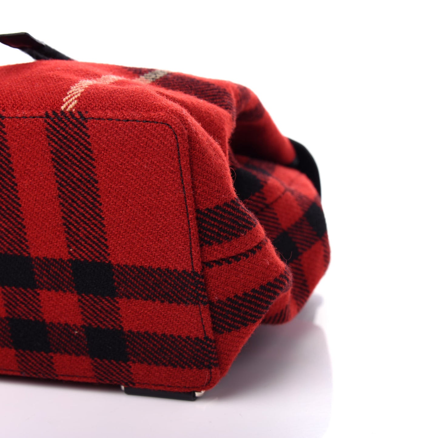 Wool Plaid Check Backpack Red
