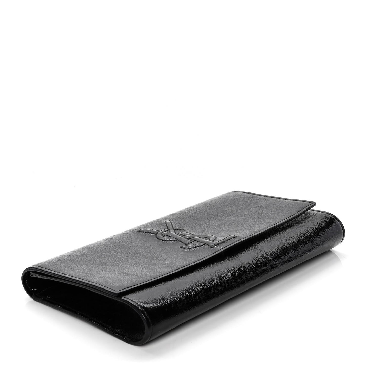 Textured Patent Monogram Large Belle De Jour Clutch Black
