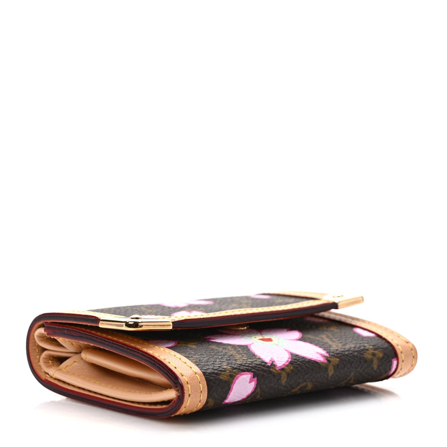 Monogram Cherry Blossom Porte-Monnaie Plat Coin Purse Brown