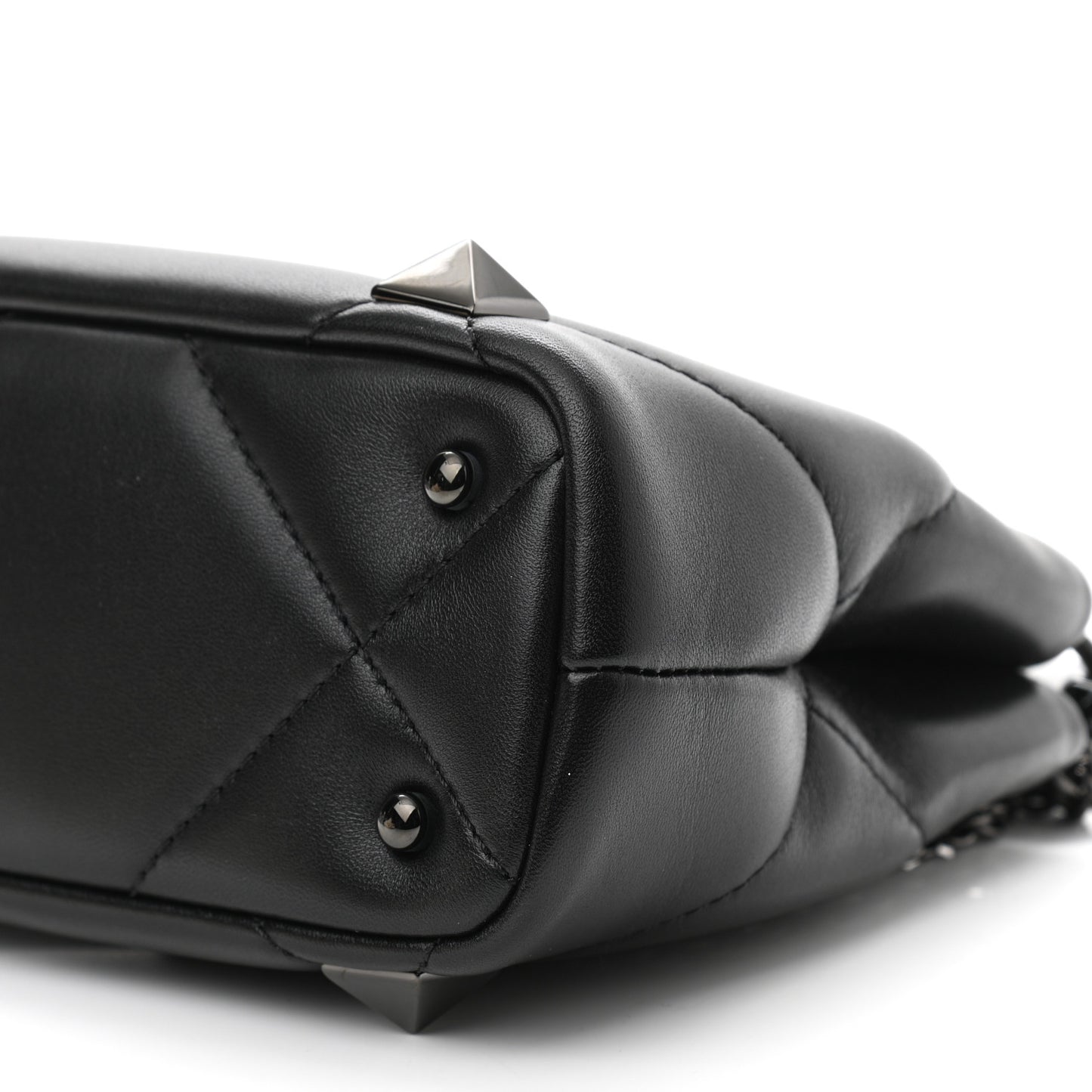 Nappa Monochrome Mini Roman Stud The Handle Bag Black