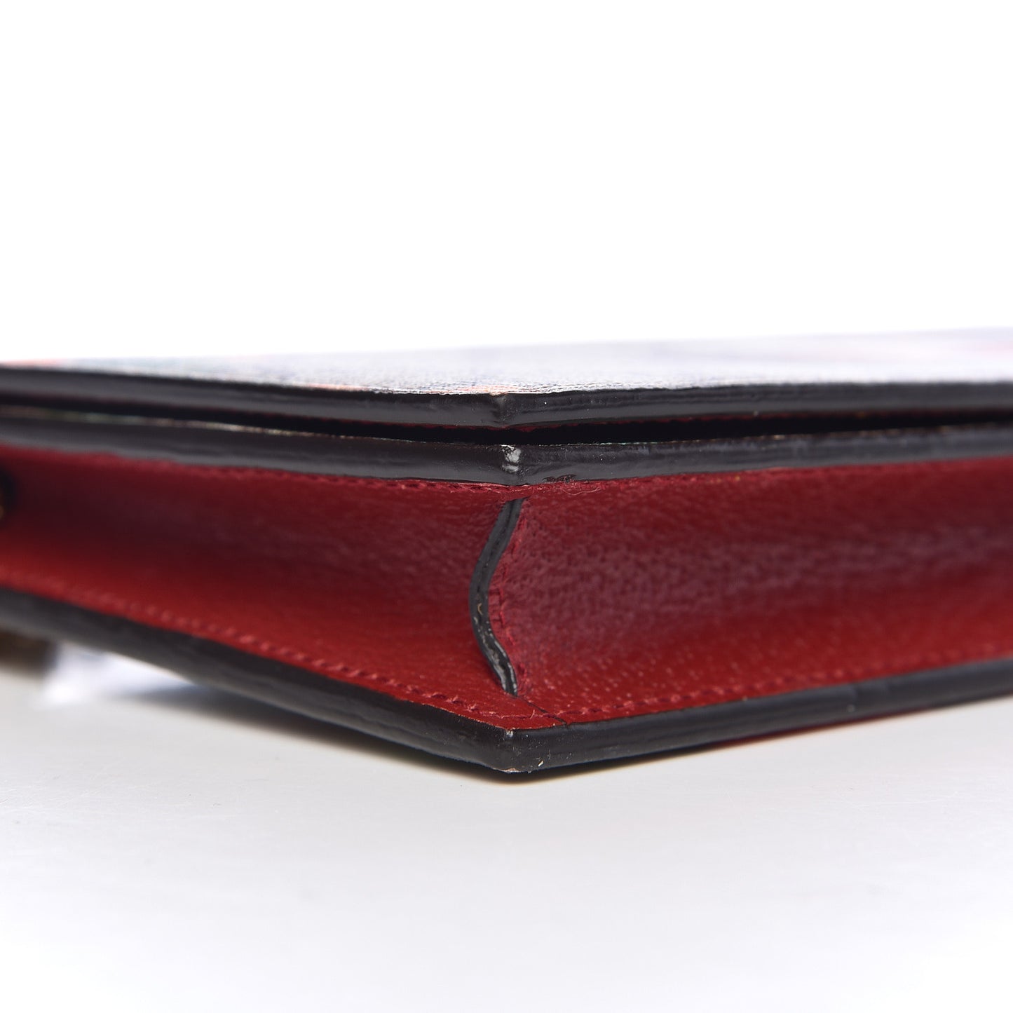 GG Supreme Monogram Tian Chain Wallet Beige Multicolor Red