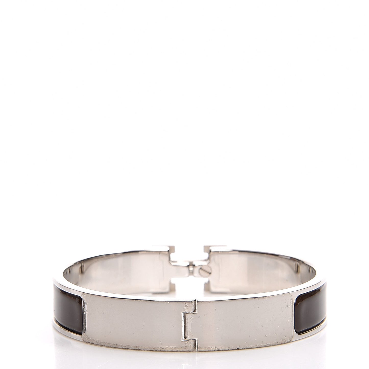 Enamel Narrow Clic Clac H Bracelet GM Chocolate