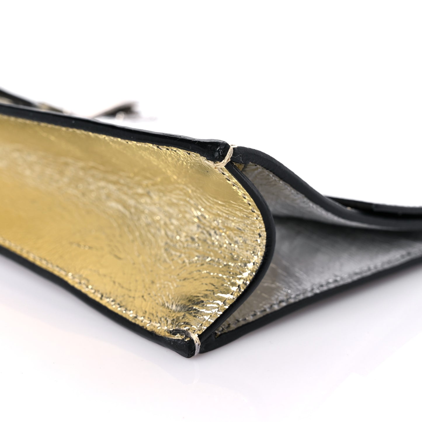Metallic Lambskin Lunch Bag Clutch Silver Gold