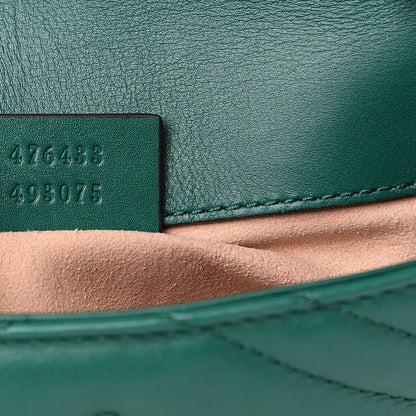 Gucci Calfskin Matelasse Super Mini GG Marmont Shoulder Bag Emerald Green 6 of 11