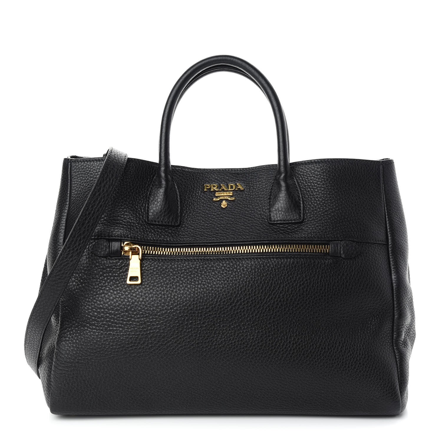 Prada Vitello Daino Top Handle Tote Black 1 of 8