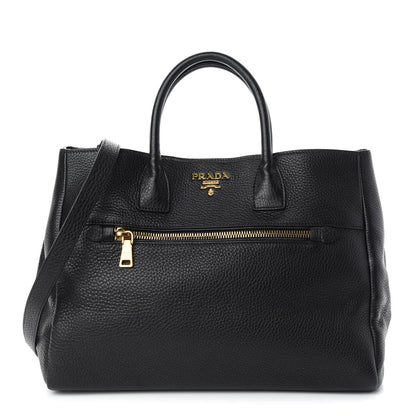Prada Vitello Daino Top Handle Tote Black 1 of 8