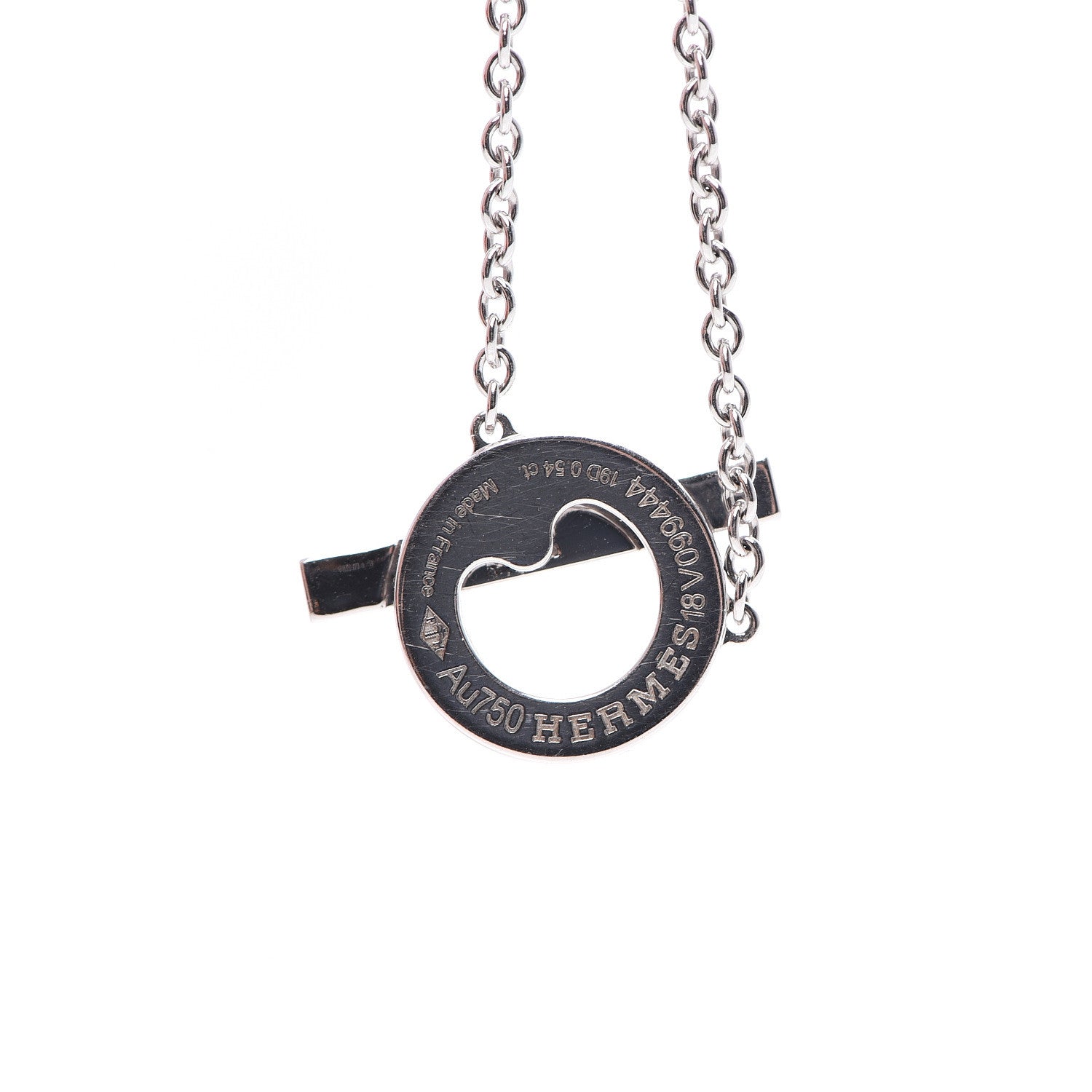 Hermes 18K White Gold Diamond Finesse Pendant Necklace 5 of 6