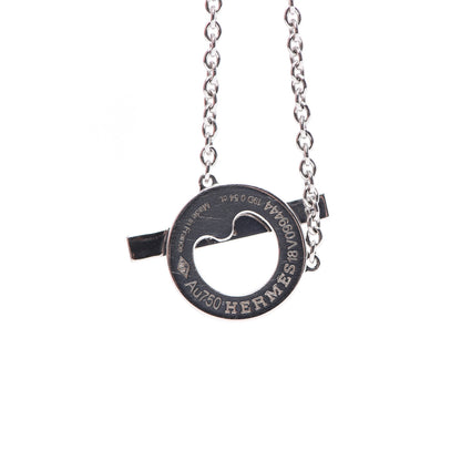 Hermes 18K White Gold Diamond Finesse Pendant Necklace 5 of 6