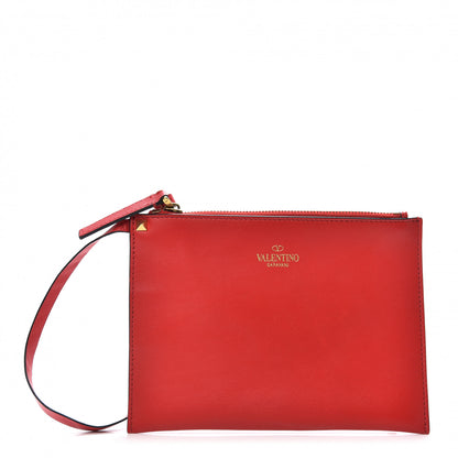 Valentino Garavani Vitello Rockstud Zip Pouch Red 1 of 7