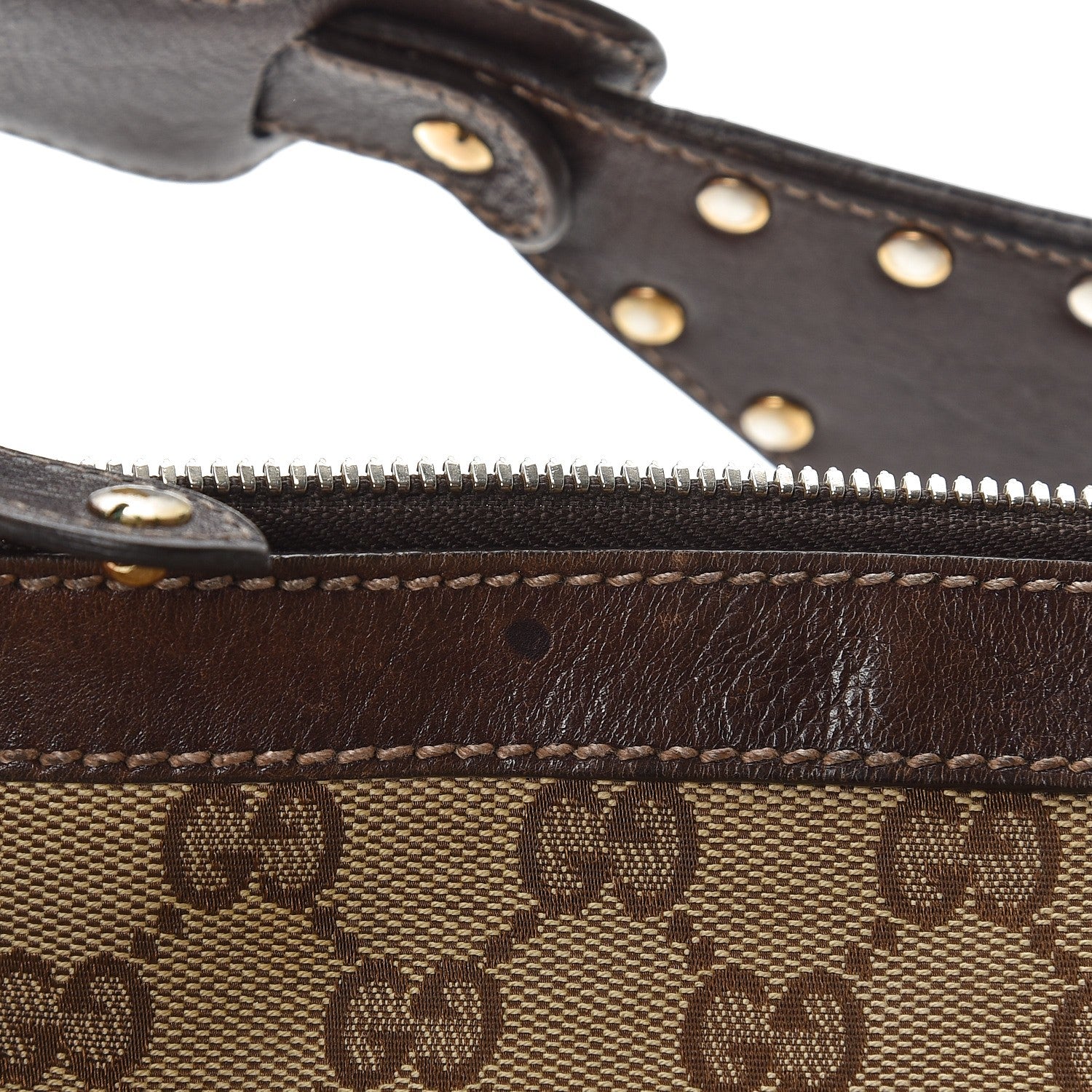 Gucci Monogram Pelham Studded Shoulder Bag Brown 8 of 12