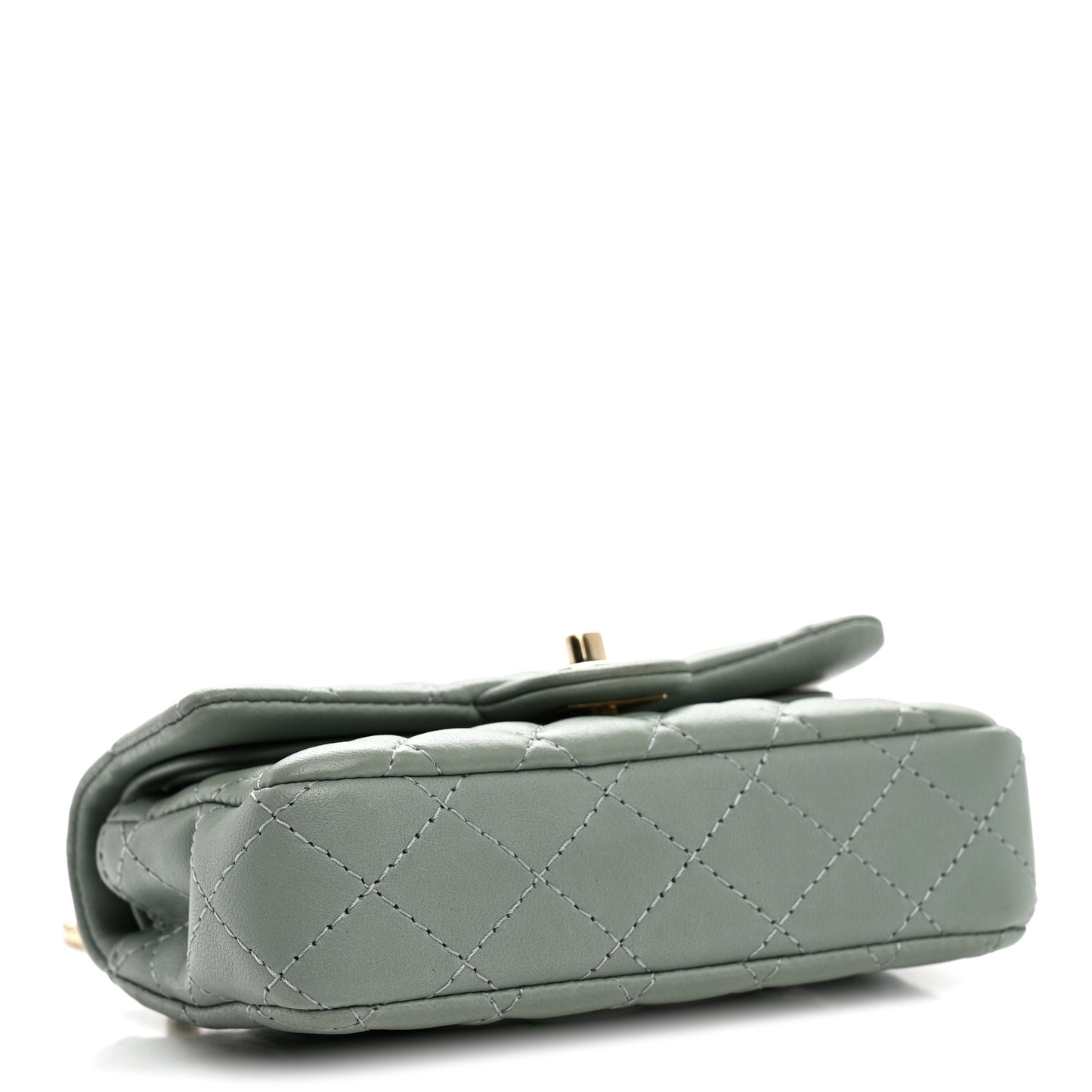 Lambskin Quilted Mini Flap Bag Charm With Hook Green