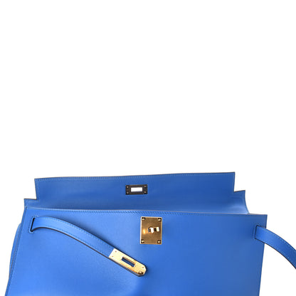 Hermes Swift Kelly Cut Clutch Pochette Bleu Zanzibar 18 of 23