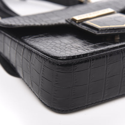 Givenchy Calfskin Crocodile Embossed Mini Nobile Shoulder Bag Black 7 of 8