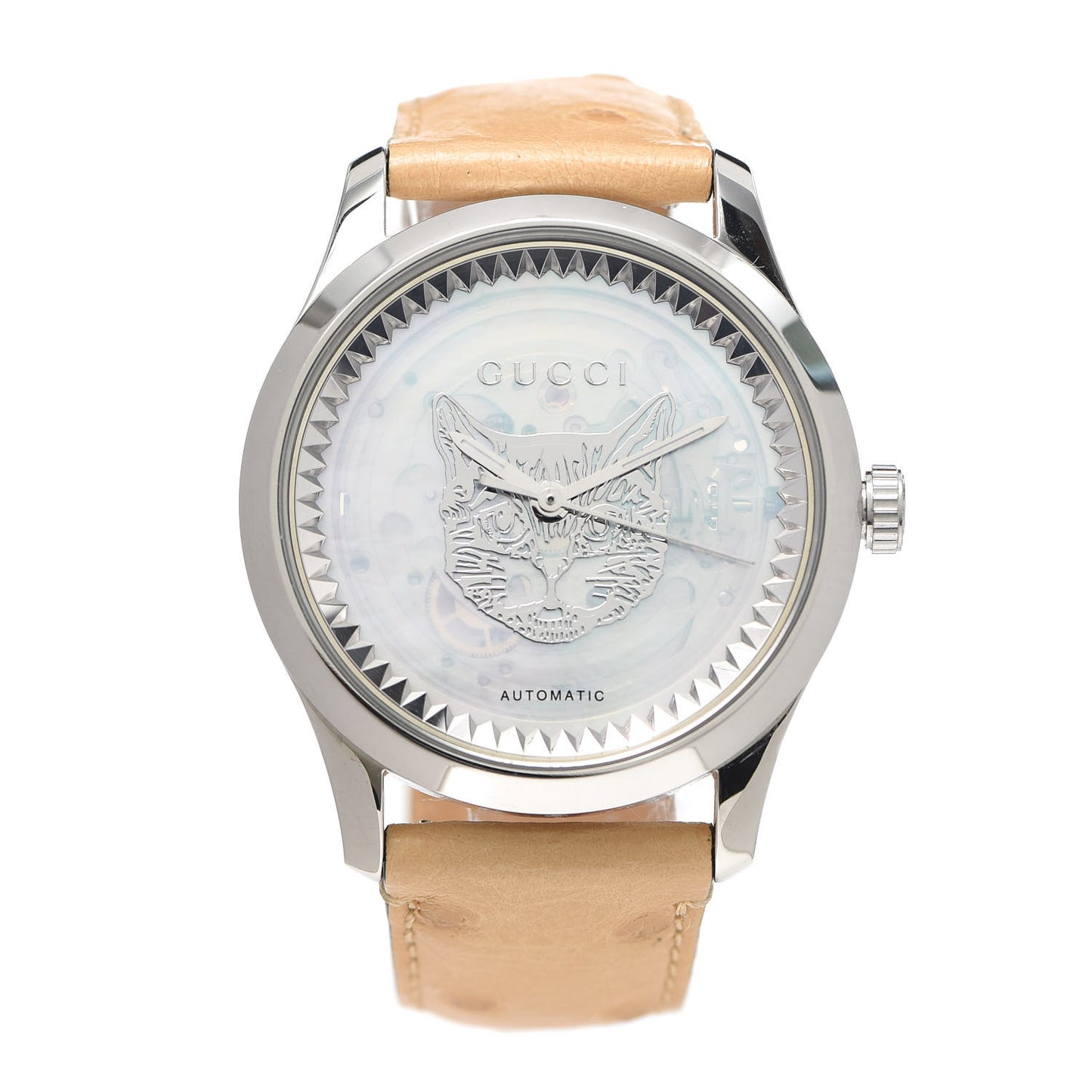 Stainless Steel Ostrich Mother of Pearl 38mm G-Timeless Cat Automatic Watch