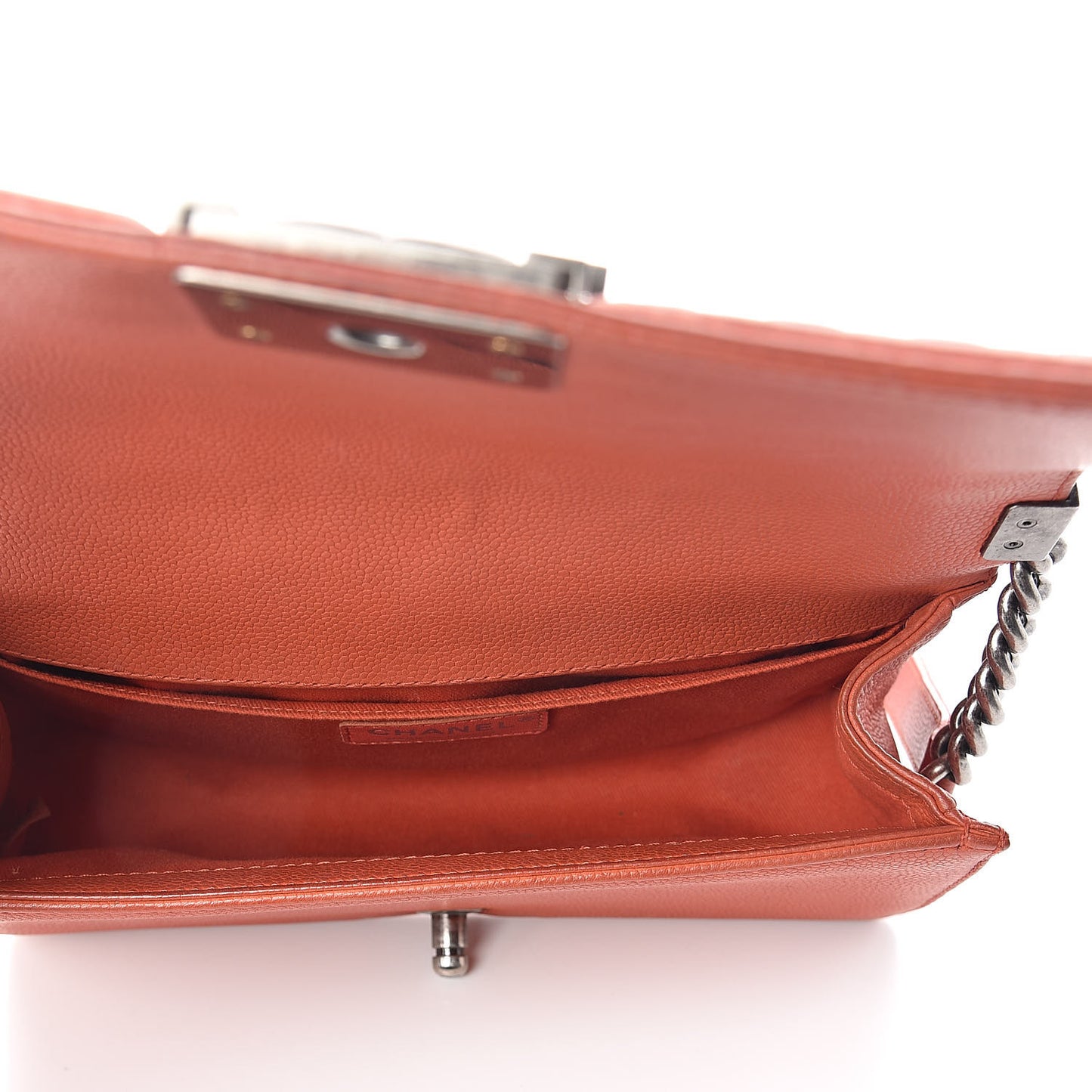 Caviar Stitched Medium Boy Flap Dark Orange