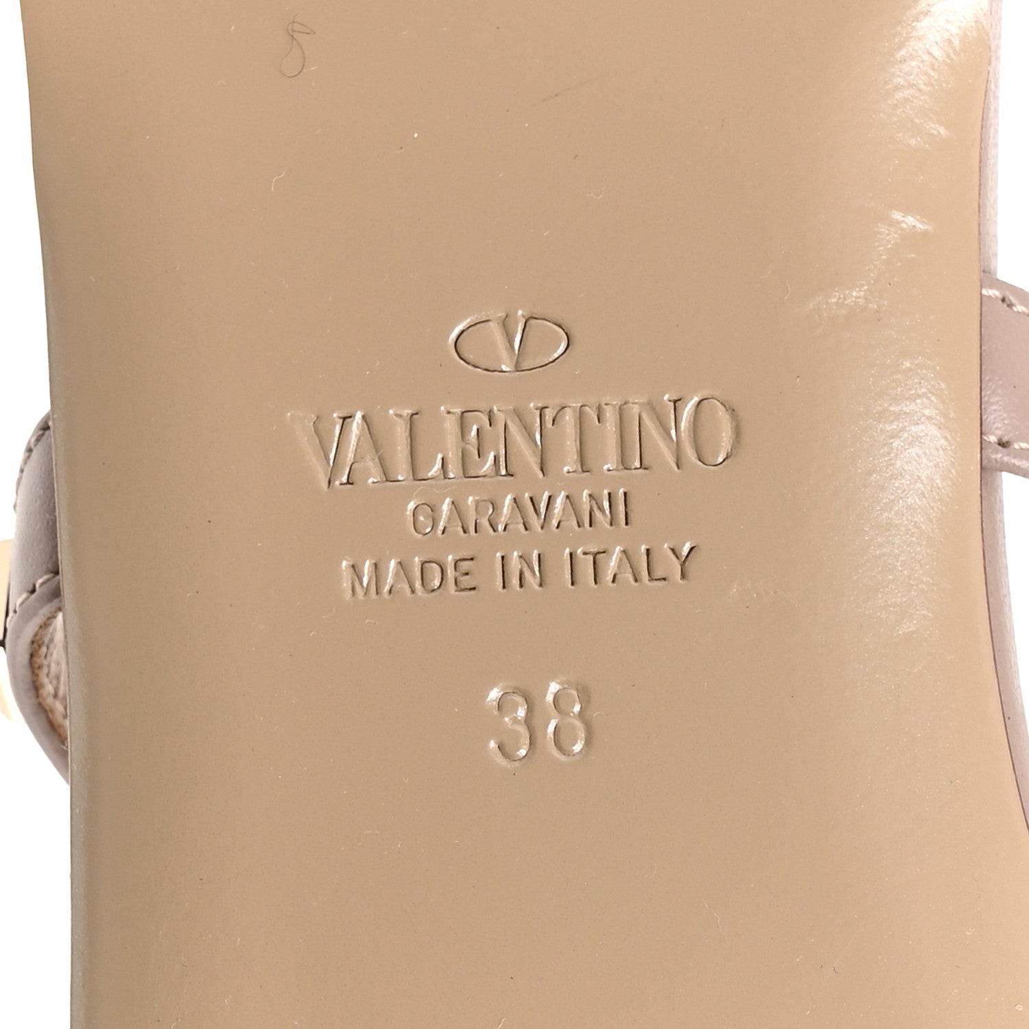Valentino Garavani Calfskin Rockstud Caged Flat Slide Sandals 38 Poudre 7 of 10