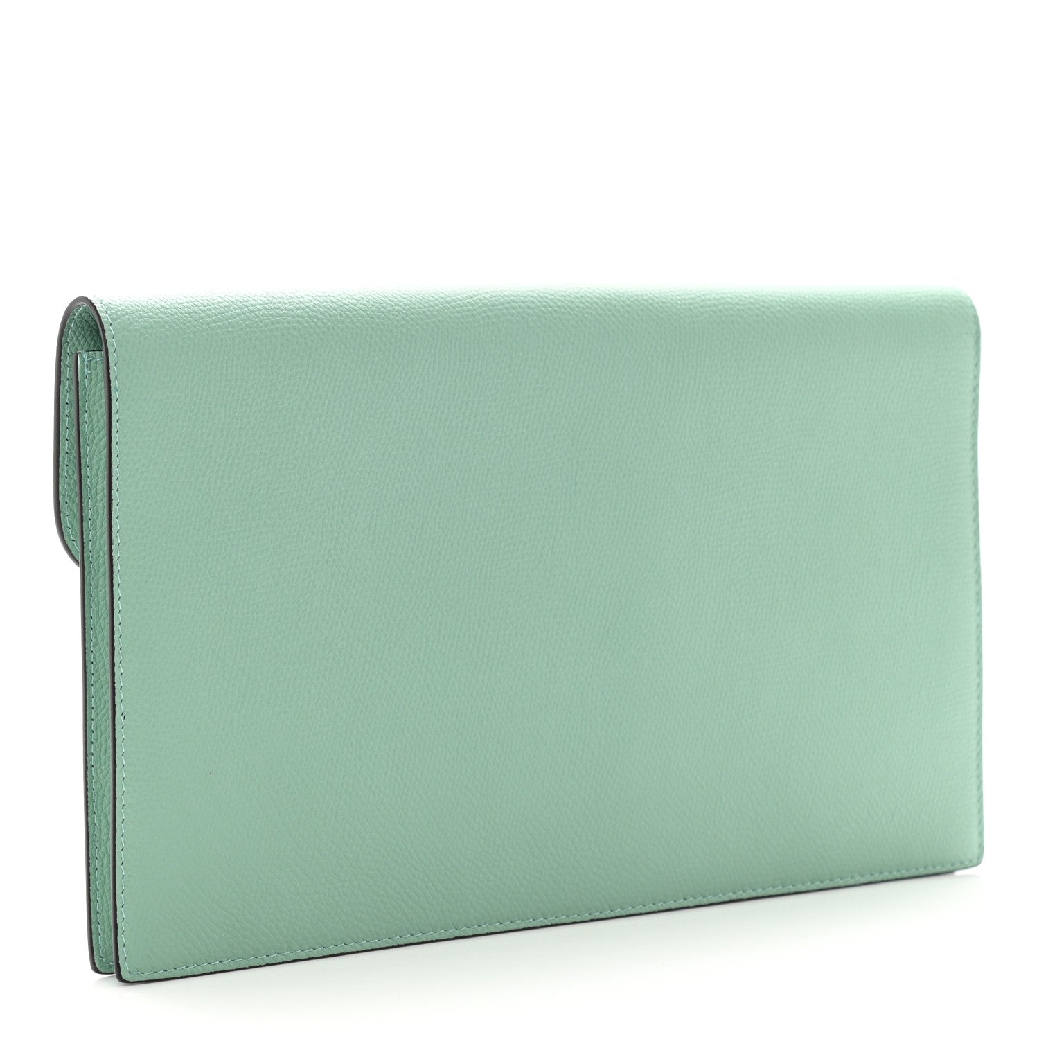 Valentino Garavani Grainy Calfskin Large Vlogo Clutch Water Green 3 of 7