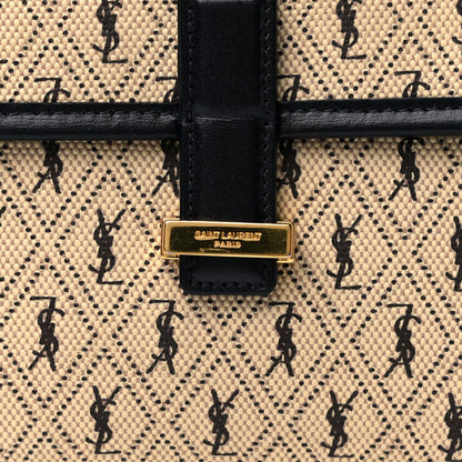 Saint Laurent Canvas Small Le Monogramme Satchel Beige Black 14 of 19